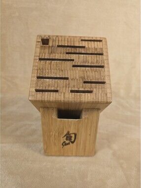 Shun 11-Slot Bamboo Knife Block For Chef Hone Blade Scissors Pairing Bread